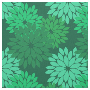 Modern Floral Kimono Print, Emerald und Jade Green Stoff