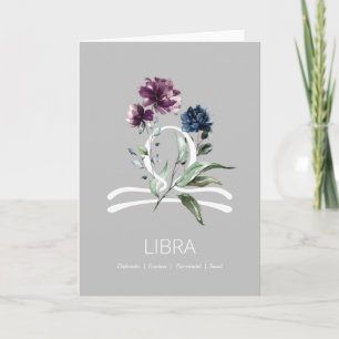 Modern Floral Libra Zodiac Star Geburtstagskarte Karte