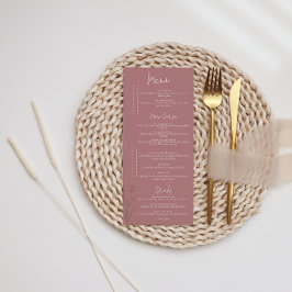 Modern Floral Mauve Wedding Menükarte