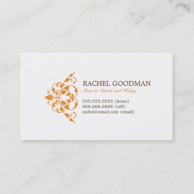 Modern Floral MOMOMY Card / Personal Calling Card Telefonnummerkarte (Vorderseite)