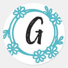 Modern floral monogram Design Runder Aufkleber