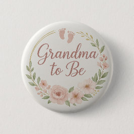 Modern Floral Pastel Grandma to Be Button