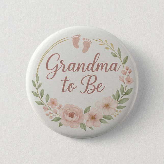 Modern Floral Pastel Grandma to Be Button (Vorderseite)