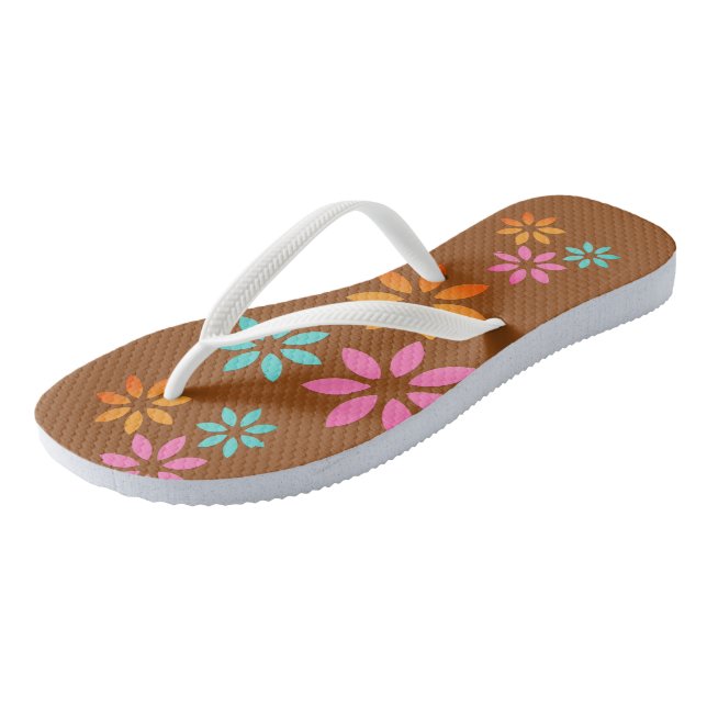 Modern Floral Pattern Beach Footwear Flip Flops (Schrägansicht)