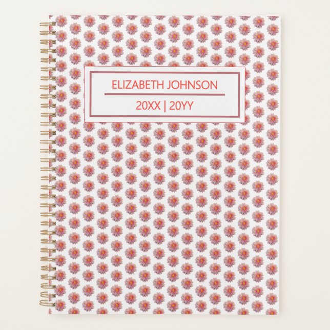 Modern Floral Pink Pattern Weekly Daily Name Planer (Vorderseite)