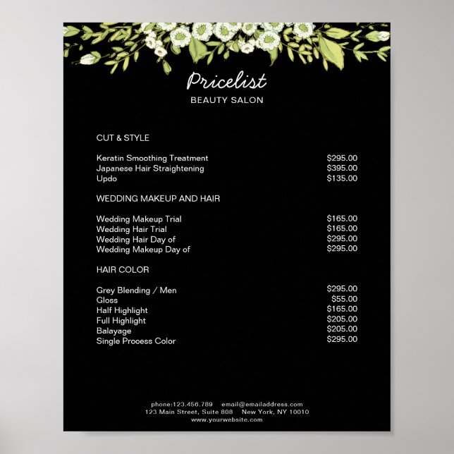 Modern Floral Preislisten  Poster (Vorne)