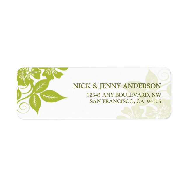 Modern Floral Return Address Label (Limon/weiß) (Vorne)