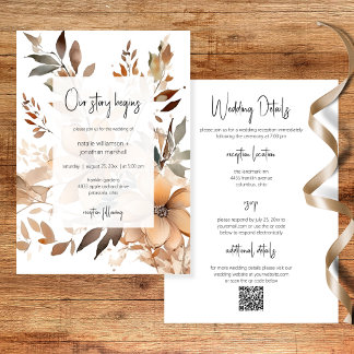 Modern Floral Two Sided Wedding Invitation