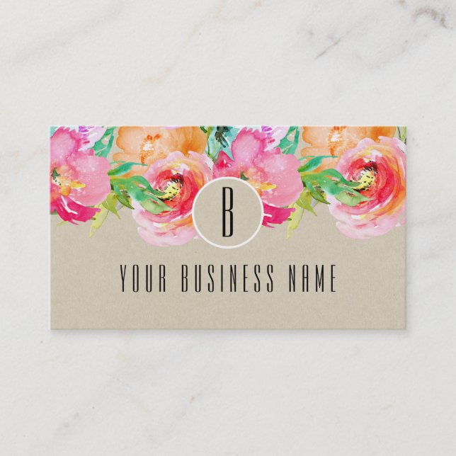 Modern Floral Watercolor Kundenkarte Treuekarte (Vorderseite)