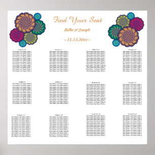 Modern Floral White Mandalas. Wedding Poster