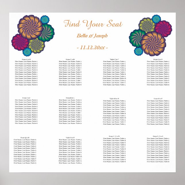 Modern Floral White Mandalas. Wedding Poster (Vorne)