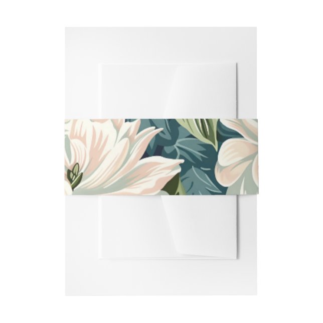 Modern Floral White Wedding Einladungsbanderole (Vorderseite Beispiel)
