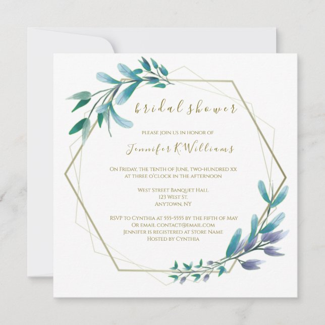 Modern Floral Wreath Bridal Dusche Einladung (Vorderseite)