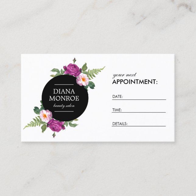 Modern Floral Wreath Salon Stellenkarte Terminkarte (Vorderseite)