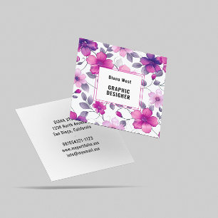Modern florale Fuchsia Pink Business Card Quadratische Visitenkarte