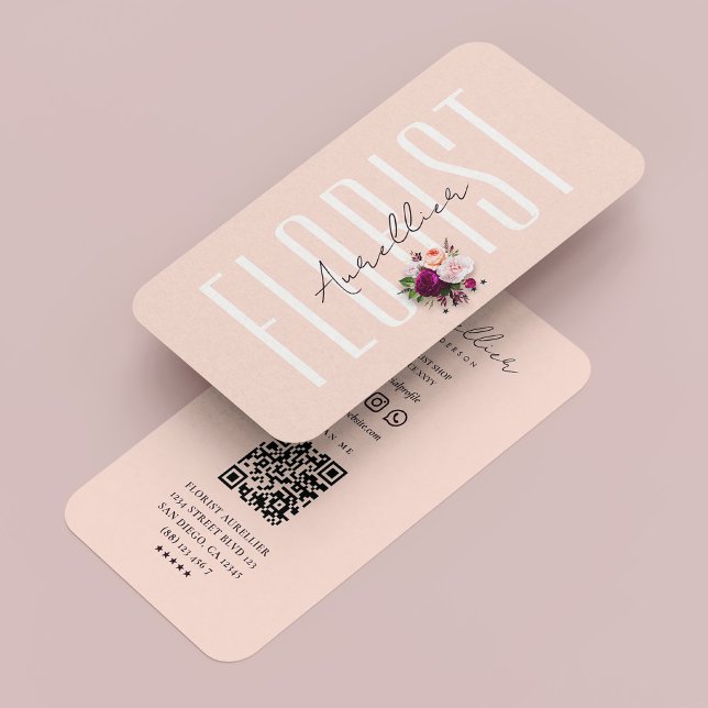 Modern Florist Boho Botanic Bouquet Pink Visitenkarte (Modern Florist Boho Botanic Bouquet Pink Business Card
)