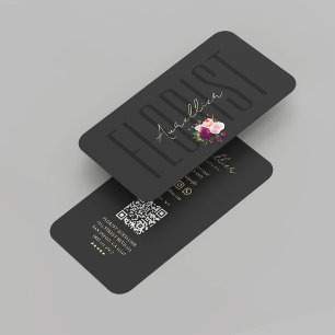 Modern Florist Shop Black Gold Blume Bouquet Visitenkarte