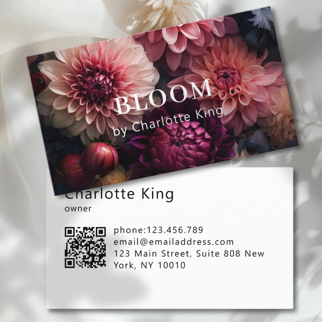 Modern Flower QR Code Visitenkarte (Modern Flower QR Code Business Card)