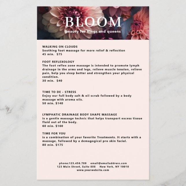 Modern Flower Salon Pricelist QR Code Flyer (Vorne)