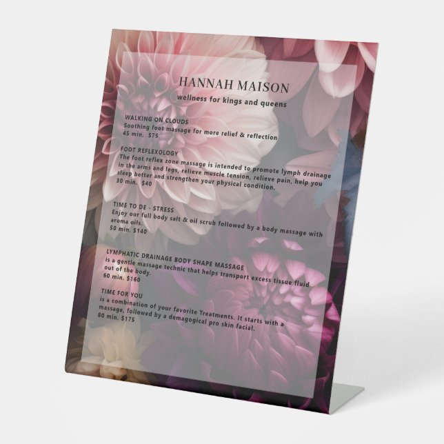 Modern Flower Salon Pricelist Sockelschild (Vorderseite)