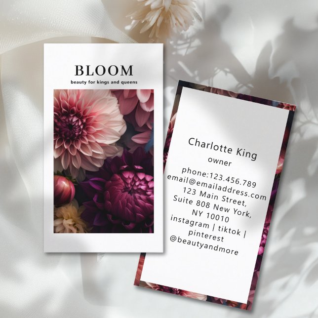 Modern Flower Salon Visitenkarte (Modern Flower QR Code Business Card)