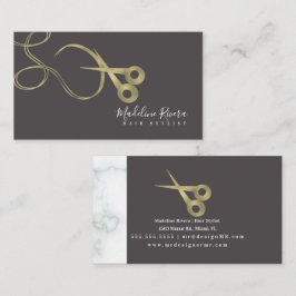 Modern Foil Marble Hair Stylist Salon Shears Visitenkarte