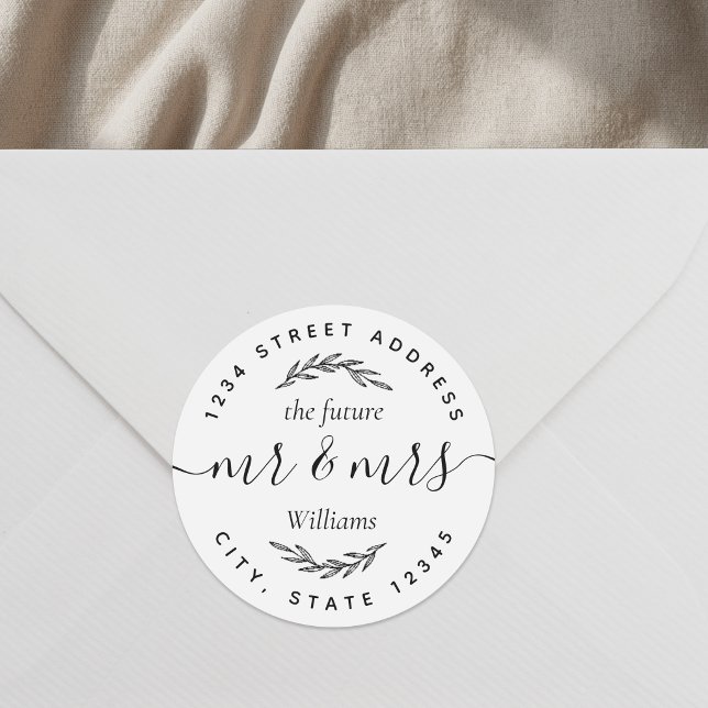 Modern Foliage Future Mr. Wedding Ansprache Runder Aufkleber (Von Creator hochgeladen)