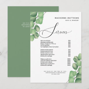 Modern Foliage Hair Salon Preisliste Menü Menükarte