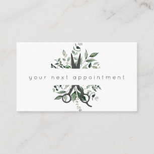 Modern Foliage Salon Scissors Logo-Termin Bus Visitenkarte