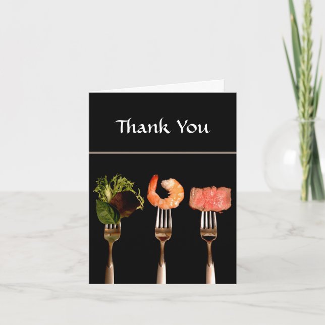 Modern Food on Fork Dinner Party Danke Karte (Vorderseite)