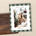 Modern Forest Green Kariert Rustikales Foto Weihna Feiertagskarte<br><div class="desc">Modern Forest Green Kariert Rustikales Foto Weihnachtskarte</div>