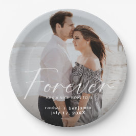 Modern Forever hat eine schöne Ring Foto Verlobung Pappteller