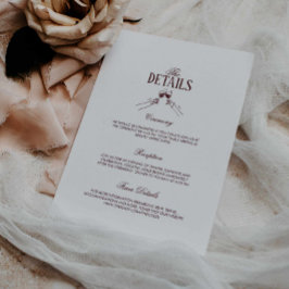 Modern Formal Burgundy Wedding Details Begleitkarte