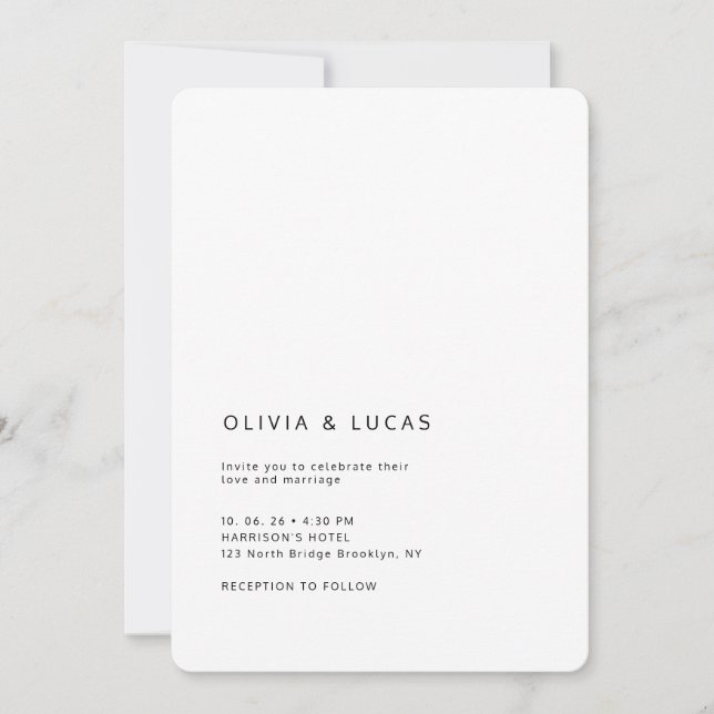 Modern Formal Classic Wedding Invitation (Devant)