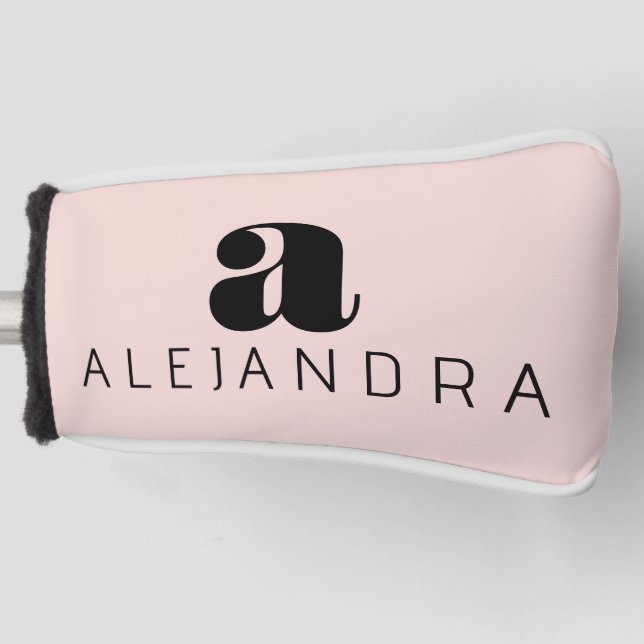 Modern formatierter, rosa Monogramm-Name Golf Headcover (Vorderseite)