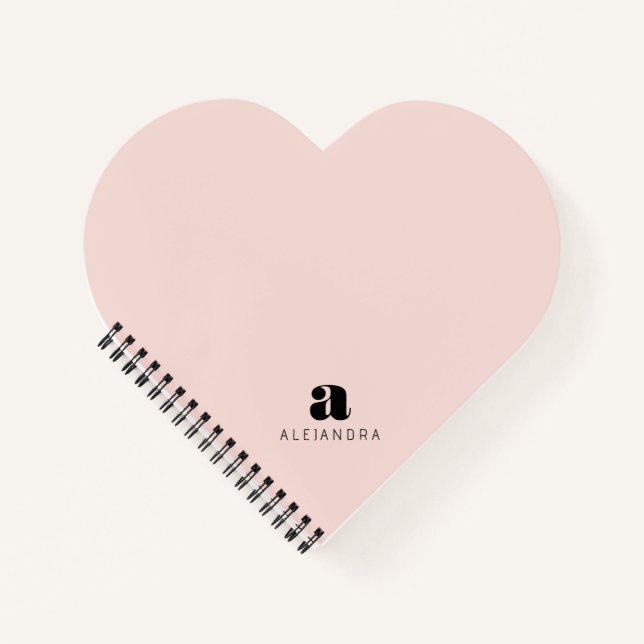 Modern formatierter, rosa Monogramm-Name Notizbuch (Vorderseite)