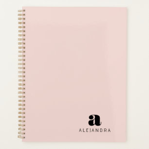 Modern formatierter, rosa Monogramm-Name Planer