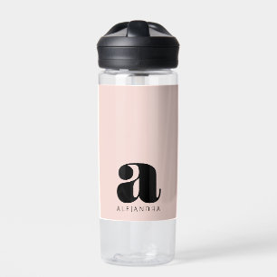 Modern formatierter, rosa Monogramm-Name Trinkflasche