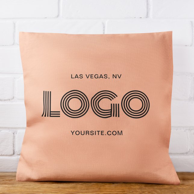 Modern formatiertes Logo Peach Kissen (Peach Fuzz Modern Rectangular Logo Throw Pillow)