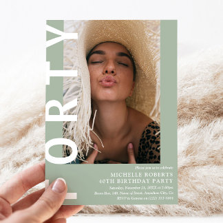Modern FORTY Foto 40. Geburtstag Party Einladung