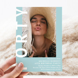 Modern FORTY Foto 40. Geburtstag Party Einladung