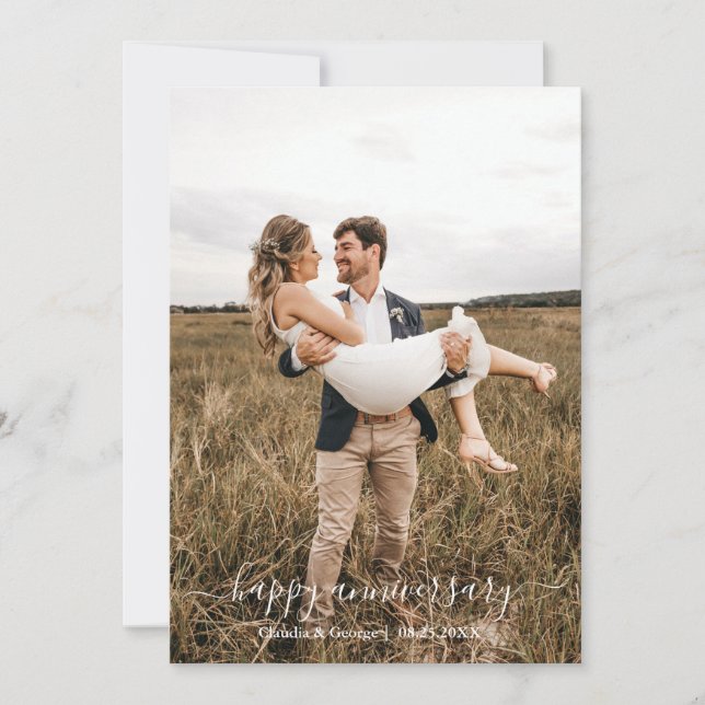 Modern Foto Anniversary Card - Minimalistisches Sc Ankündigung (Vorderseite)