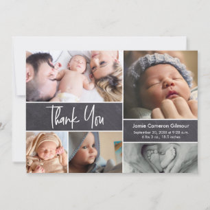 Modern Foto Collage Baby Dusche Vielen Dank für Ih Ankündigung