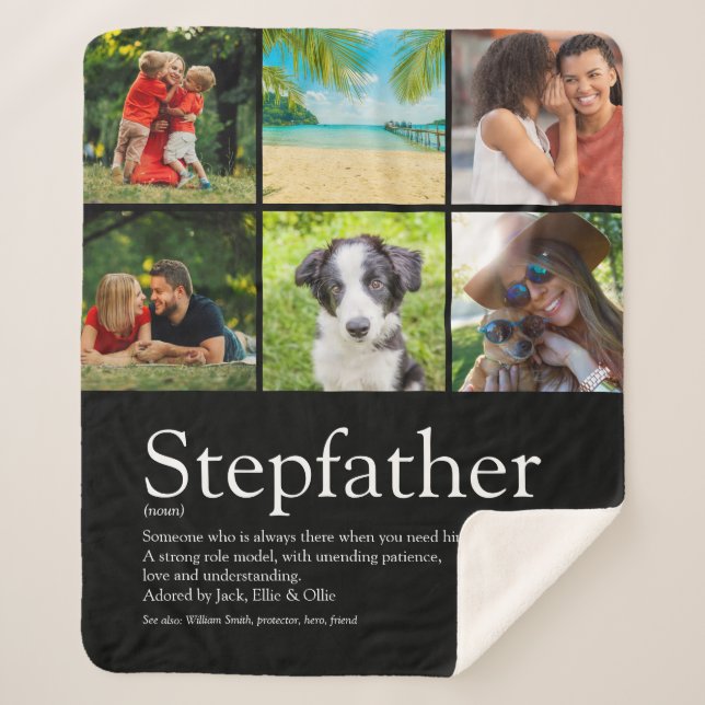 Modern Foto Collage Beste je Stepfather Stepdad Sherpadecke (Vorderseite)