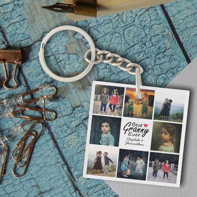 Modern Foto Collage Bestes Granny Ever Grandma Ges Schlüsselanhänger (Von Creator hochgeladen)