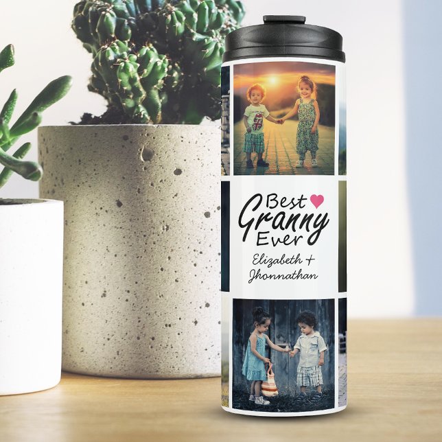 Modern Foto Collage Bestes Granny Ever Grandma Ges Thermosbecher (Von Creator hochgeladen)