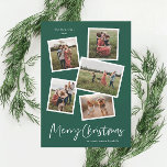 Modern Foto Collage Frohe Weihnachten<br><div class="desc">Eine 5-Foto Collage moderne Weihnachtskarte mit handgeschriebenem Skript und minimalem Typ. Klicken Sie auf die Schaltfläche Bearbeiten,  um dieses Design anzupassen.</div>