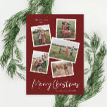 Modern Foto Collage Frohe Weihnachten<br><div class="desc">Eine 5-Foto Collage moderne Weihnachtskarte mit handgeschriebenem Skript und minimalem Typ. Klicken Sie auf die Schaltfläche Bearbeiten,  um dieses Design anzupassen.</div>