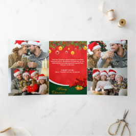 Modern Foto Collage Frohe Weihnachten Dreifach Gefaltete Urlaubskarte