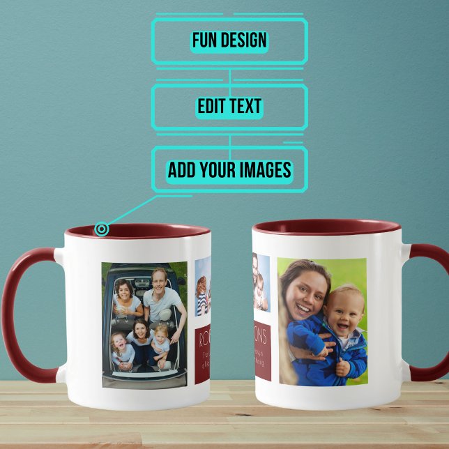 Modern Foto Collage Fun Tasse (This great coffee and tea mug lets you swap out fun photos of your family.)